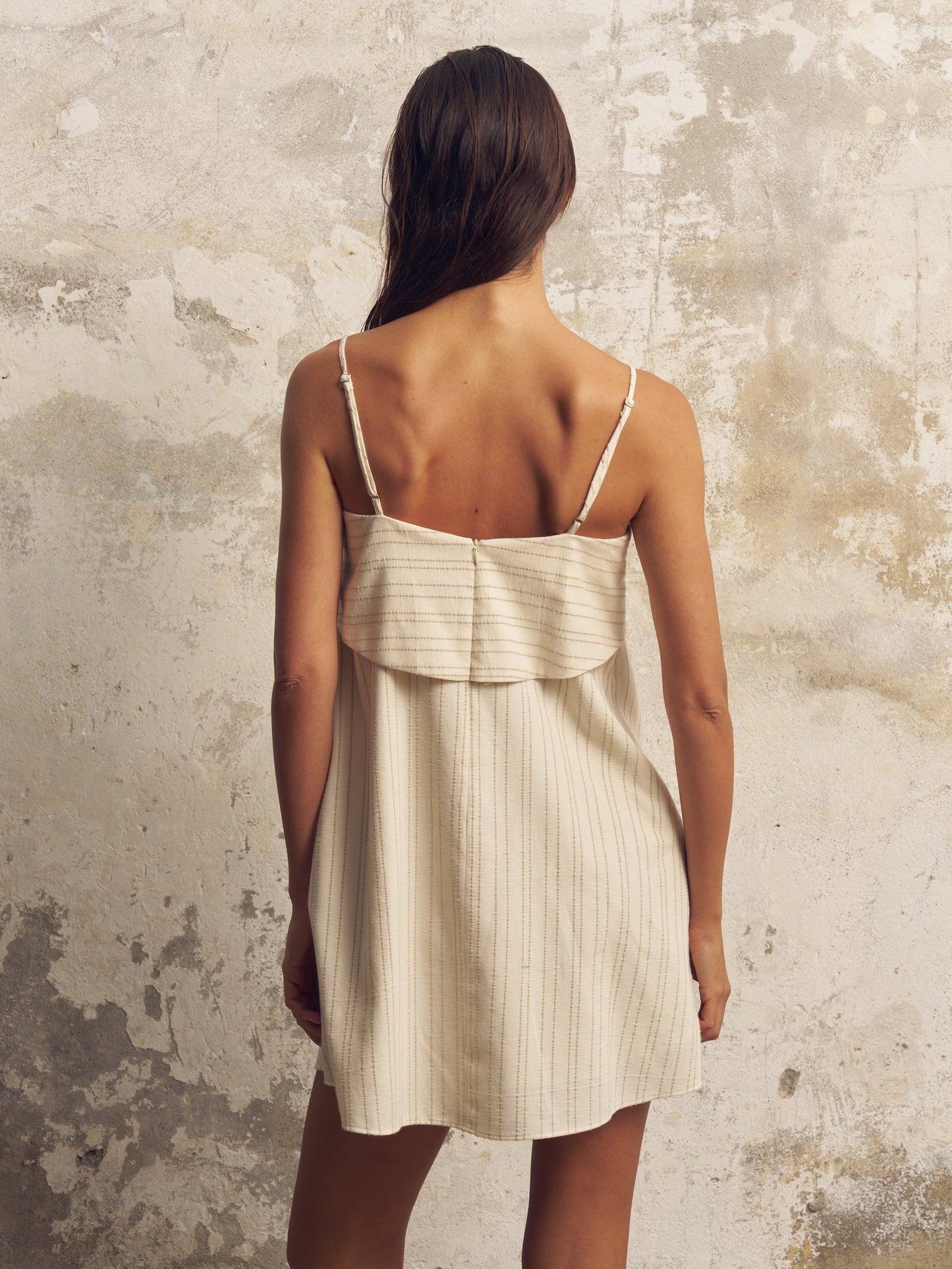 Puglia Stripes Mini Dress - Oatmeal - elizabeth + Bern