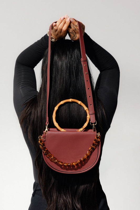 Burgundy Semi-Circle Crossbody Bag - elizabeth + Bern