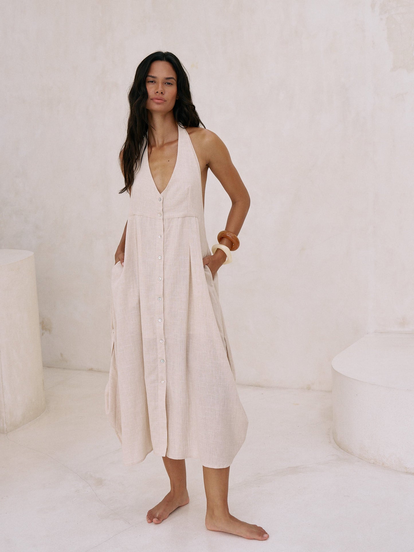 Sahara Sun Maxi Dress - Natural | The Handloom