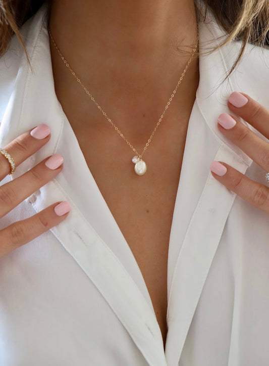 DOUBLE PEARL DROP NECKLACE - elizabeth + Bern