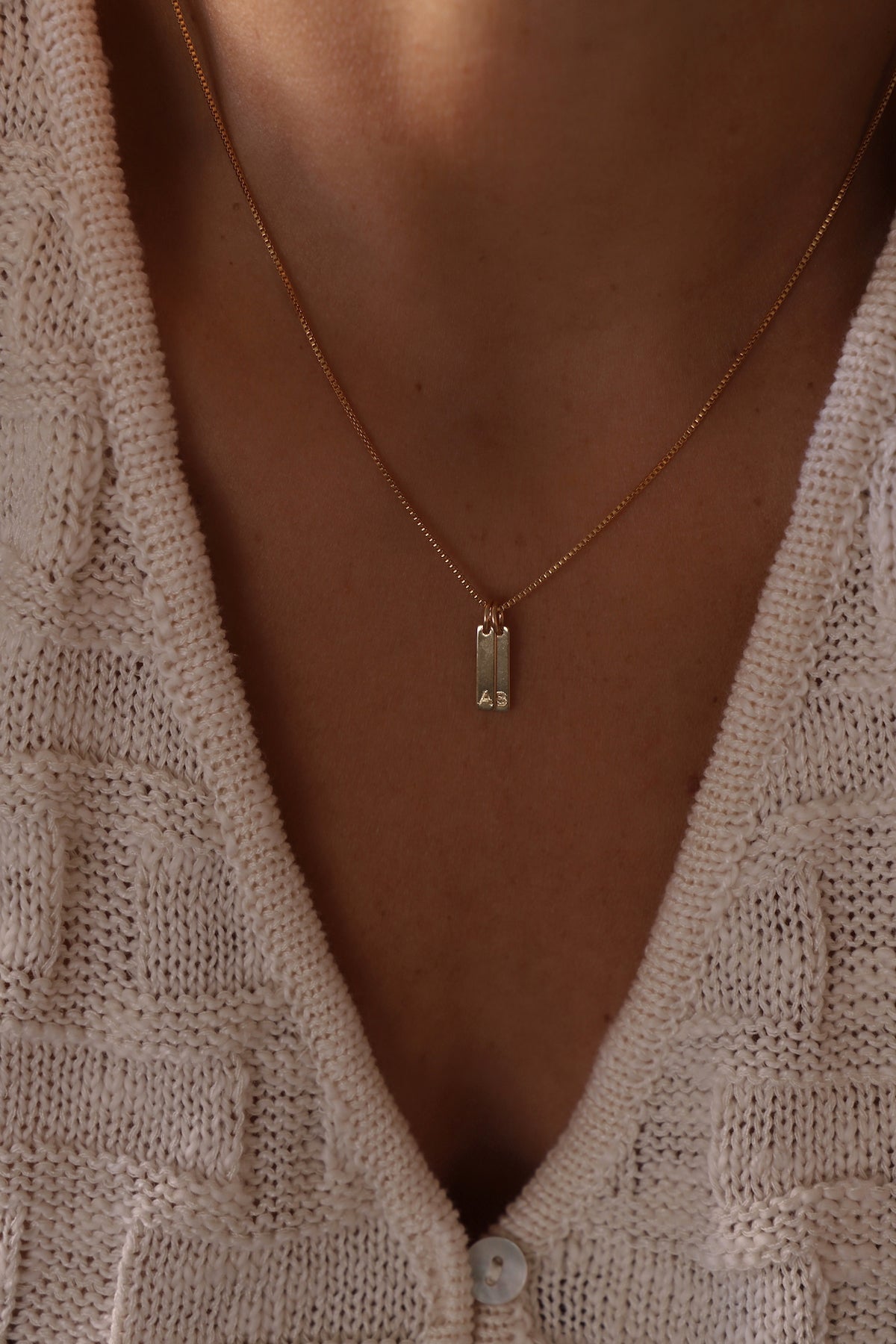 STAMPED INITIAL TAG CHARM - elizabeth + Bern