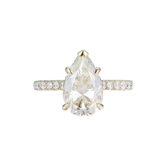 4.0ct Pear Cut Moissanite Hidden Halo Engagement Ring - elizabeth + Bern