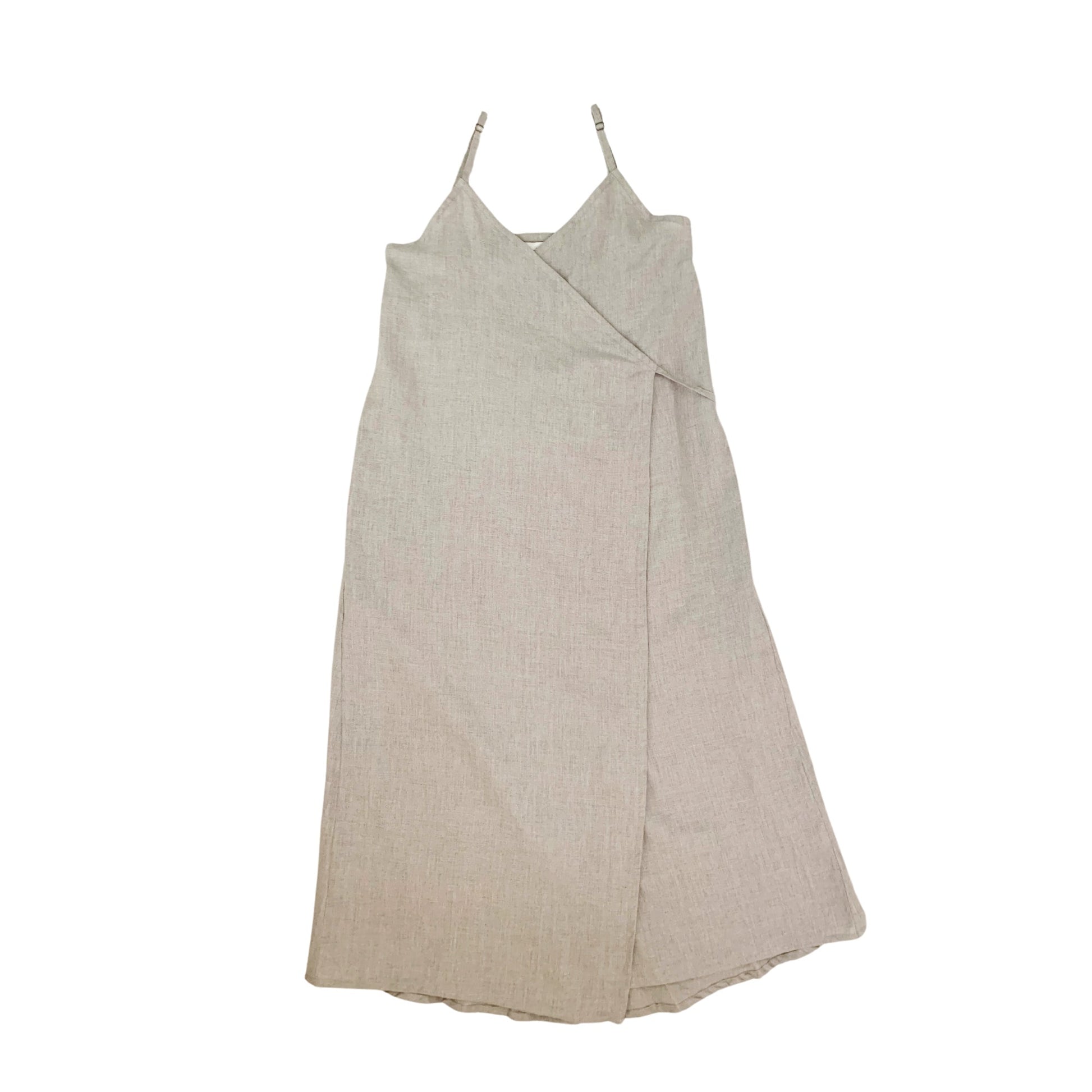 Anita Linen Wrap Front Midi Dress in Natural - elizabeth + Bern