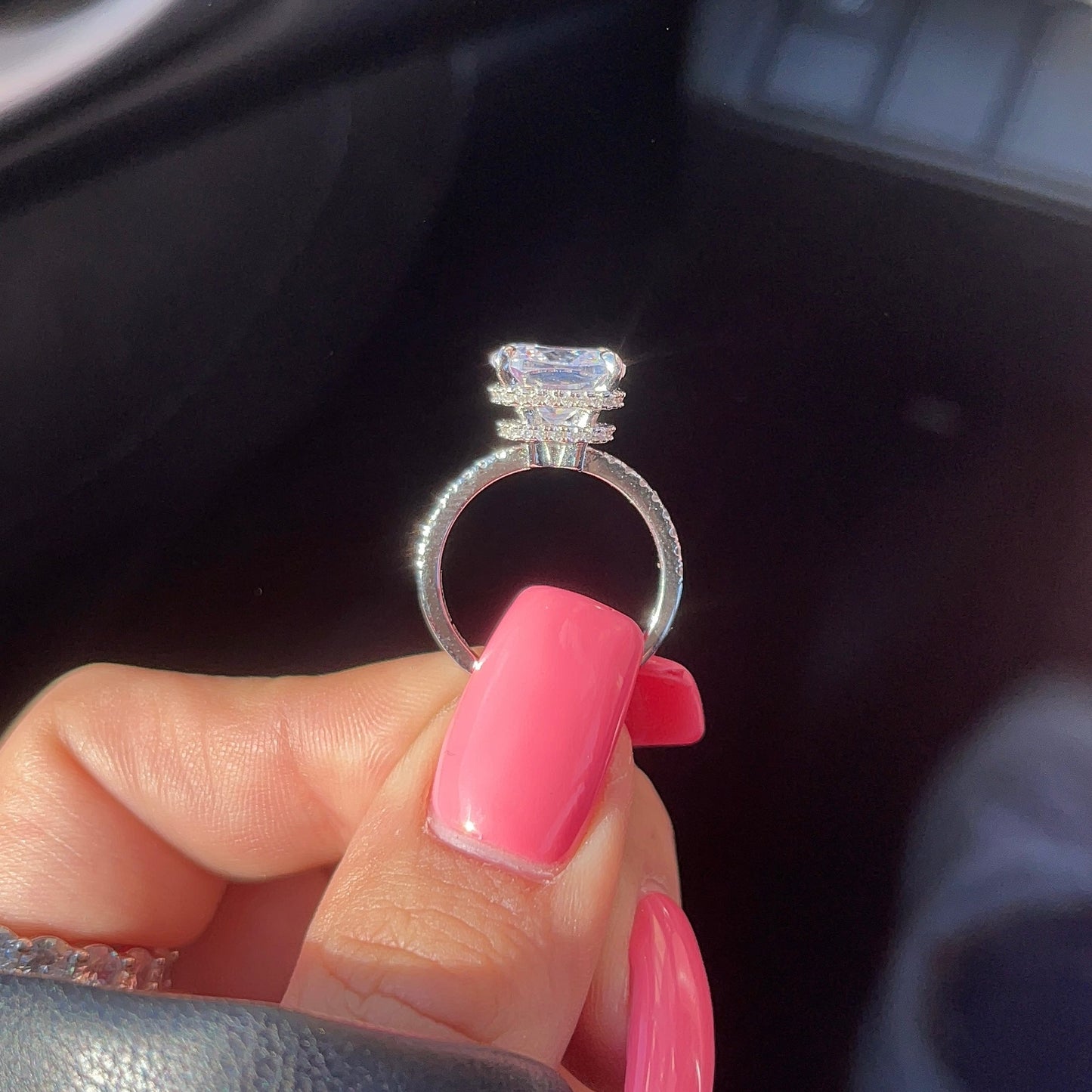 4.0ct Cushion Cut Moissanite Diamond Double Hidden Halo Engagement Ring - elizabeth + Bern