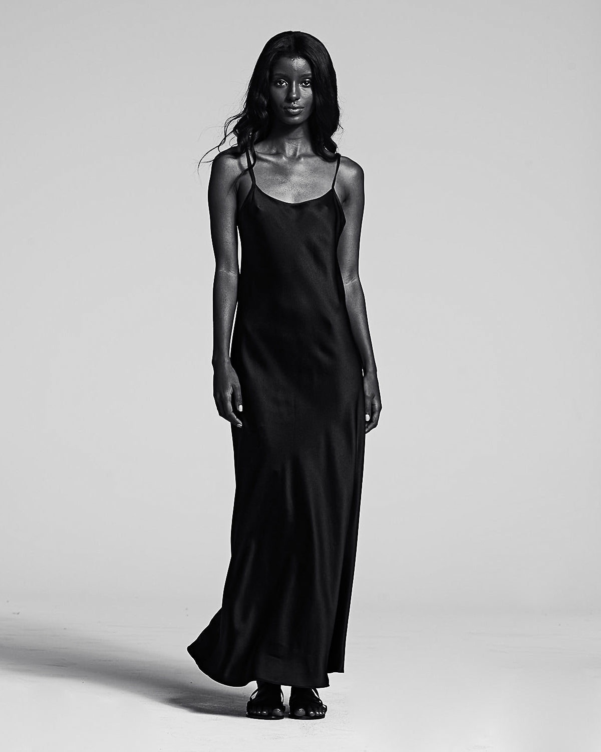 Black slip dress from sustainable women’s dress collection at Elizabeth and Bern - eco-friendly fashion