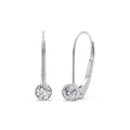 Lever Back Bezel Set Round Diamond Earrings