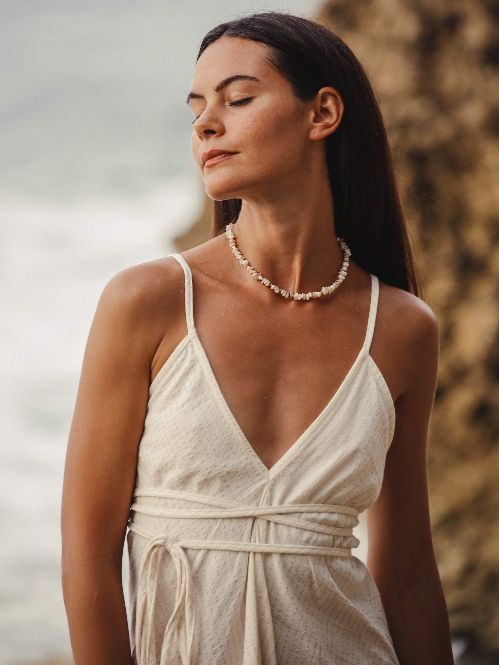 Sage Maxi Dress - Gold Stripes