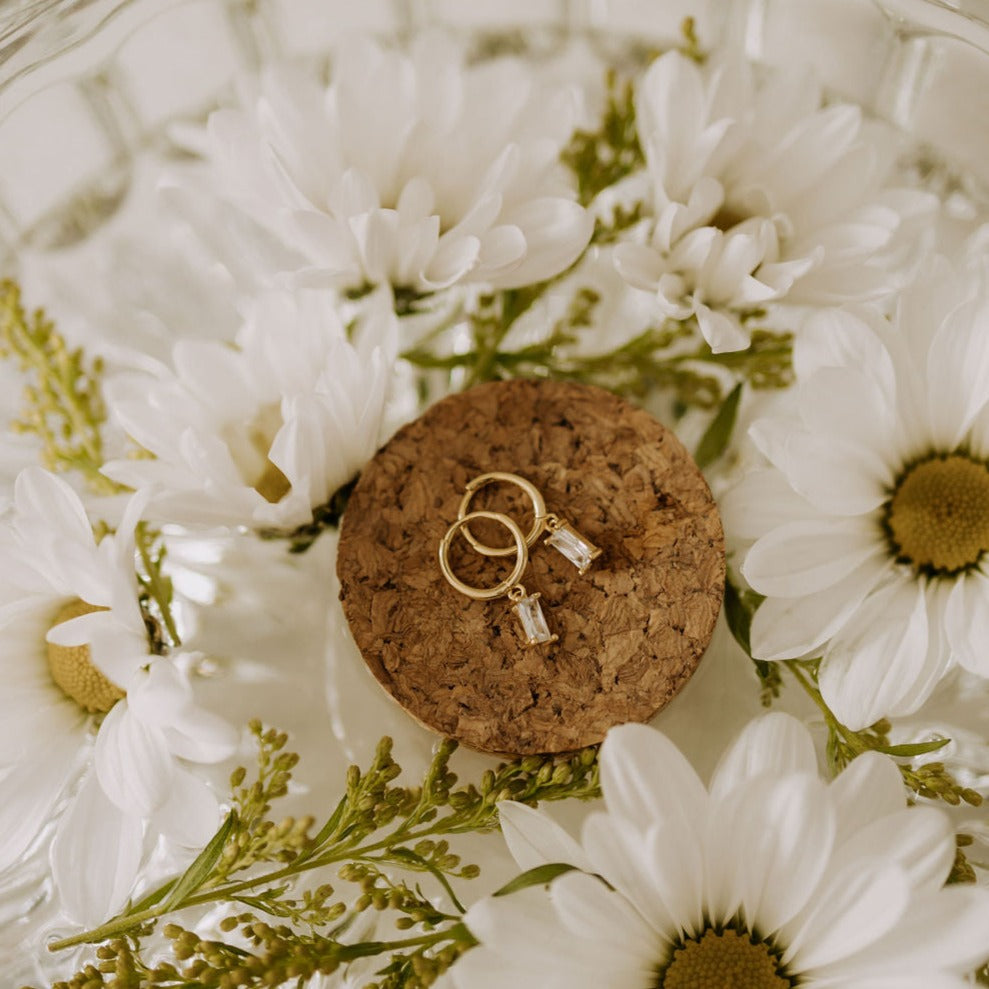 Sophie Baguette Diamond Dangle Hoops - elizabeth + Bern