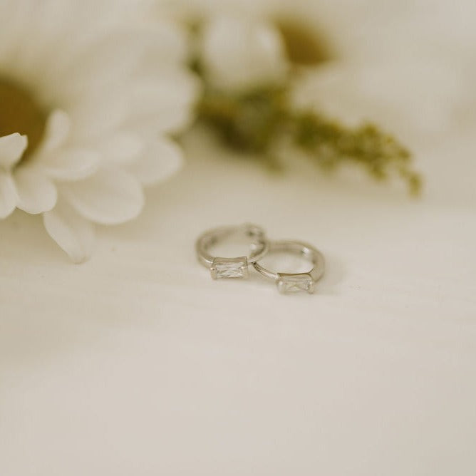 Sophie Baguette Diamond Mini Hoops - elizabeth + Bern