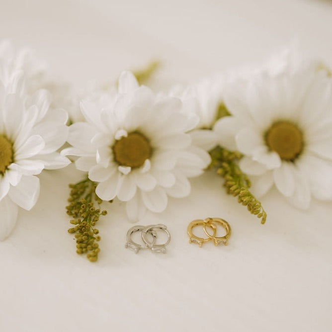 Sophie Baguette Diamond Mini Hoops - elizabeth + Bern