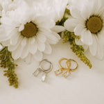 Sophie Baguette Diamond Dangle Hoops - elizabeth + Bern