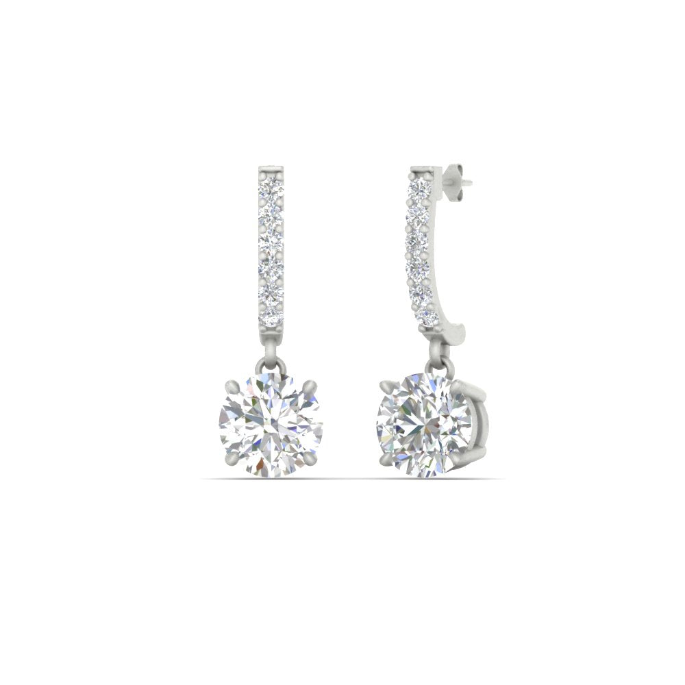 1 Carat Solitaire Halo Diamond Drop Earrings