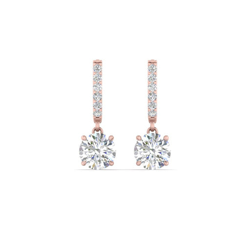 1 Carat Solitaire Halo Diamond Drop Earrings