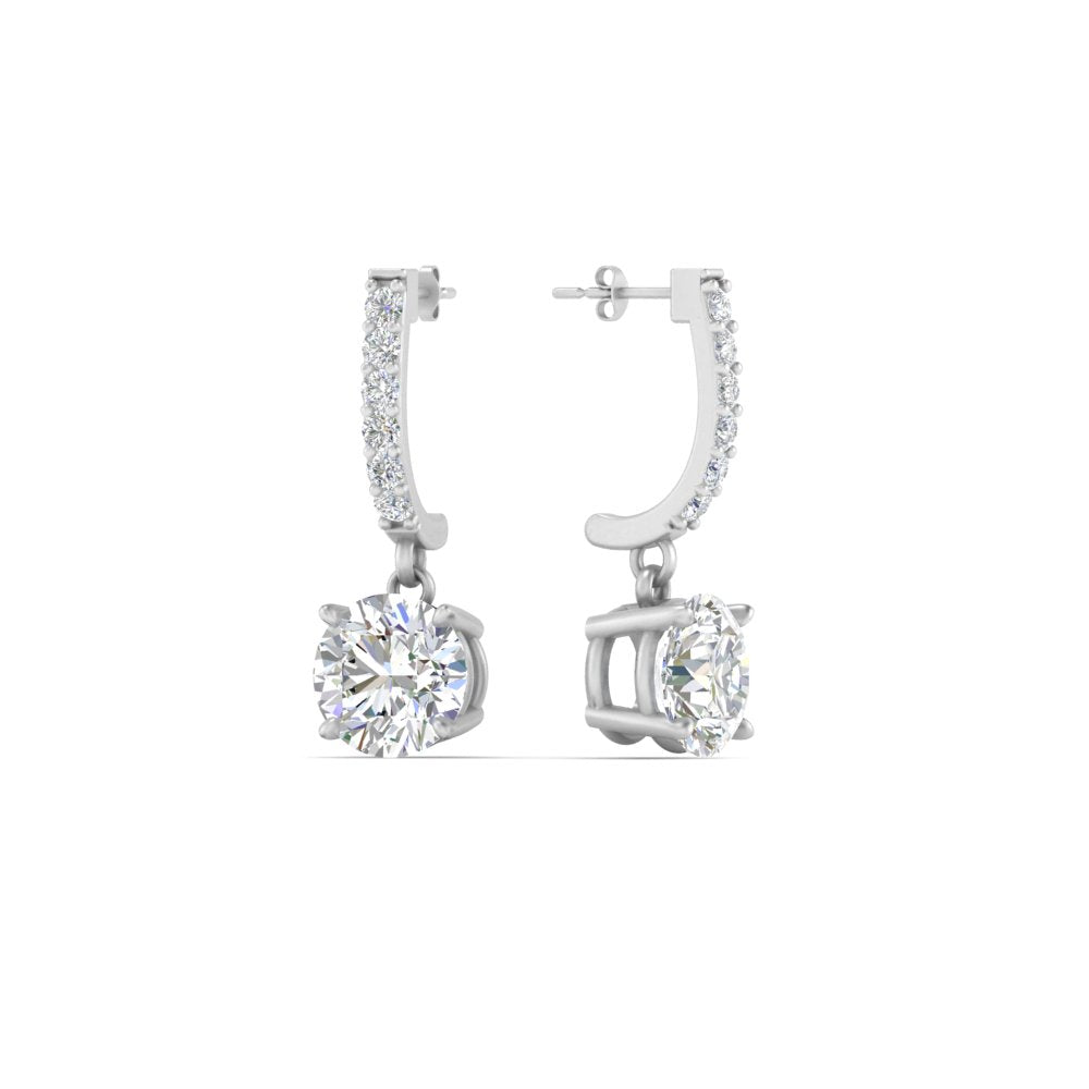 1 Carat Solitaire Halo Diamond Drop Earrings