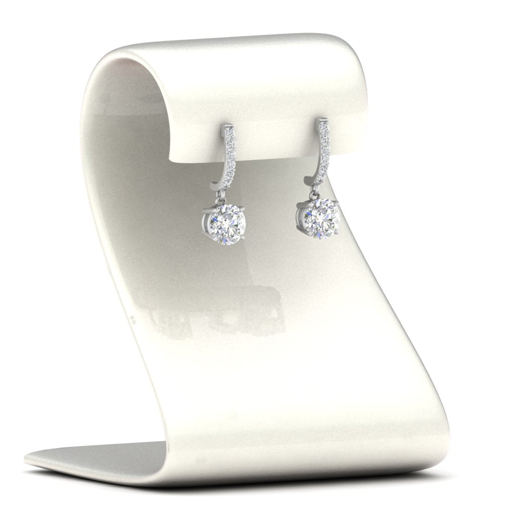 1 Carat Solitaire Halo Diamond Drop Earrings