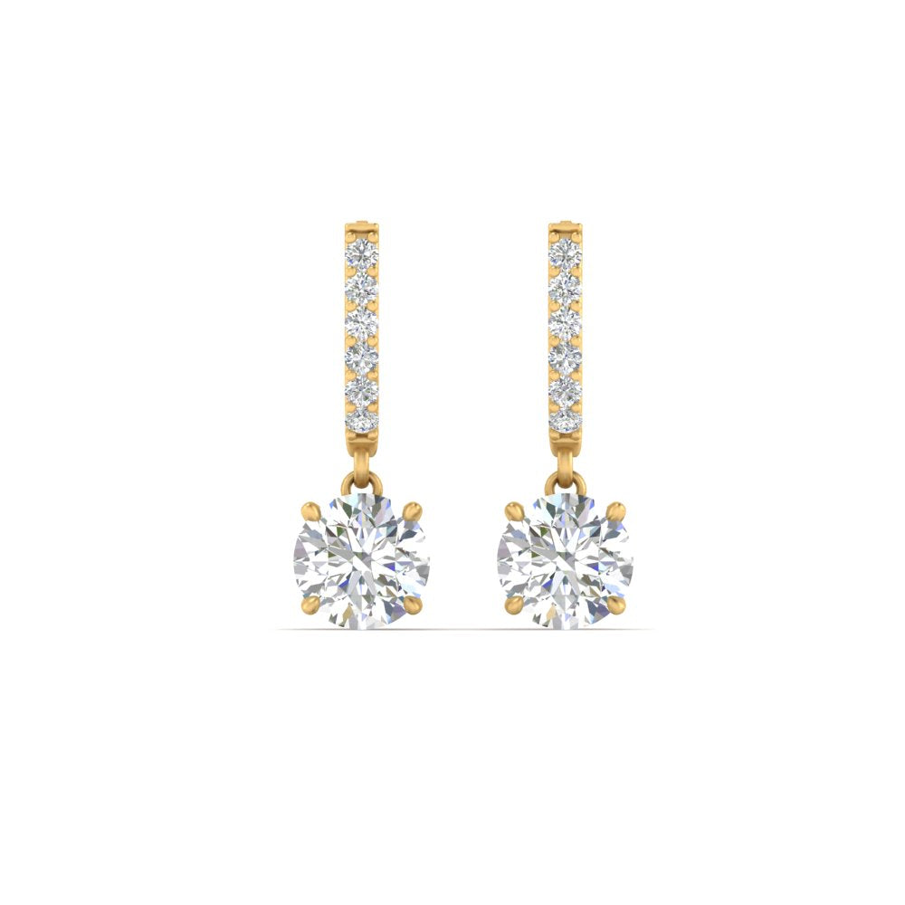 1 Carat Solitaire Halo Diamond Drop Earrings