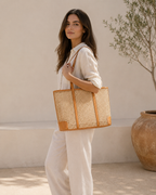 Dian Leather and Rattan Tote Bag