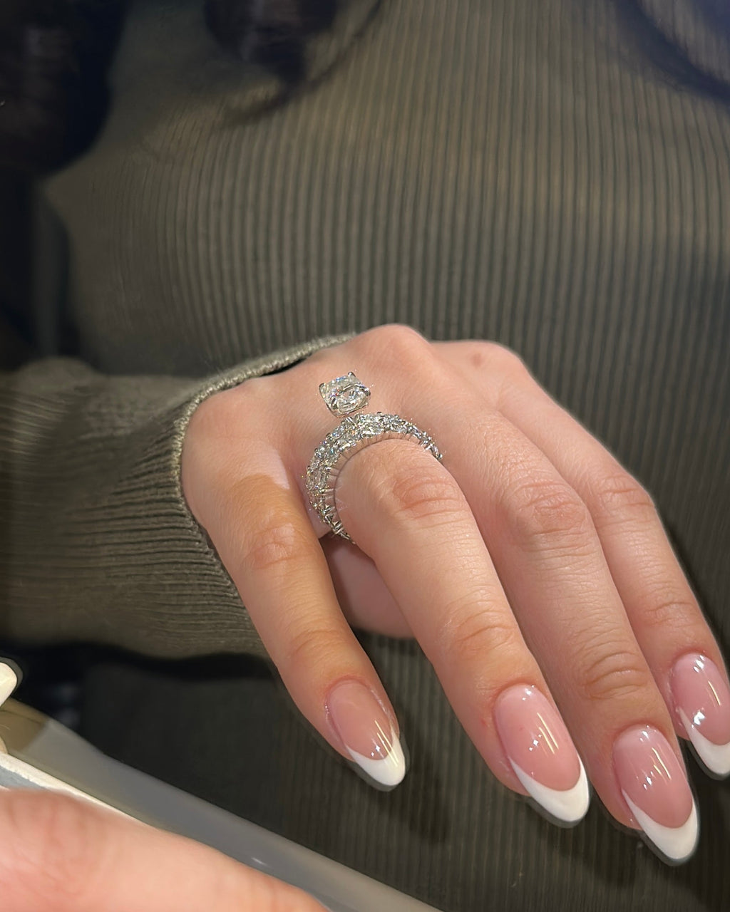 2.5ct Elongated Cushion Cut Eternity Engagement Ring