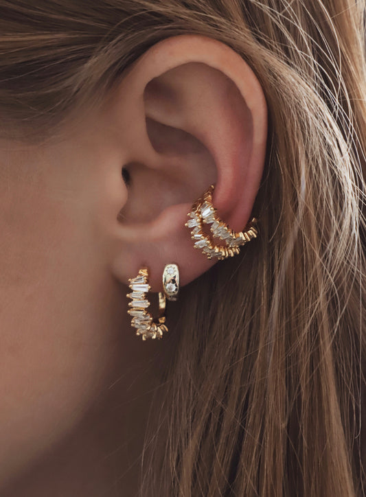 TAPERED BAGUETTE CZ HOOPS - elizabeth + Bern