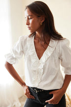 Chloe Shirt in Off White Solid.