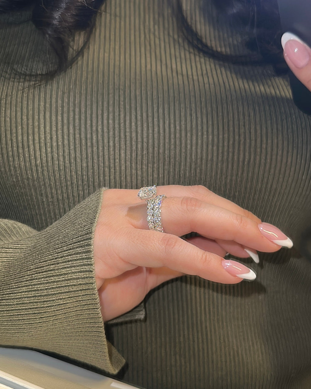 2.5ct Elongated Cushion Cut Eternity Engagement Ring