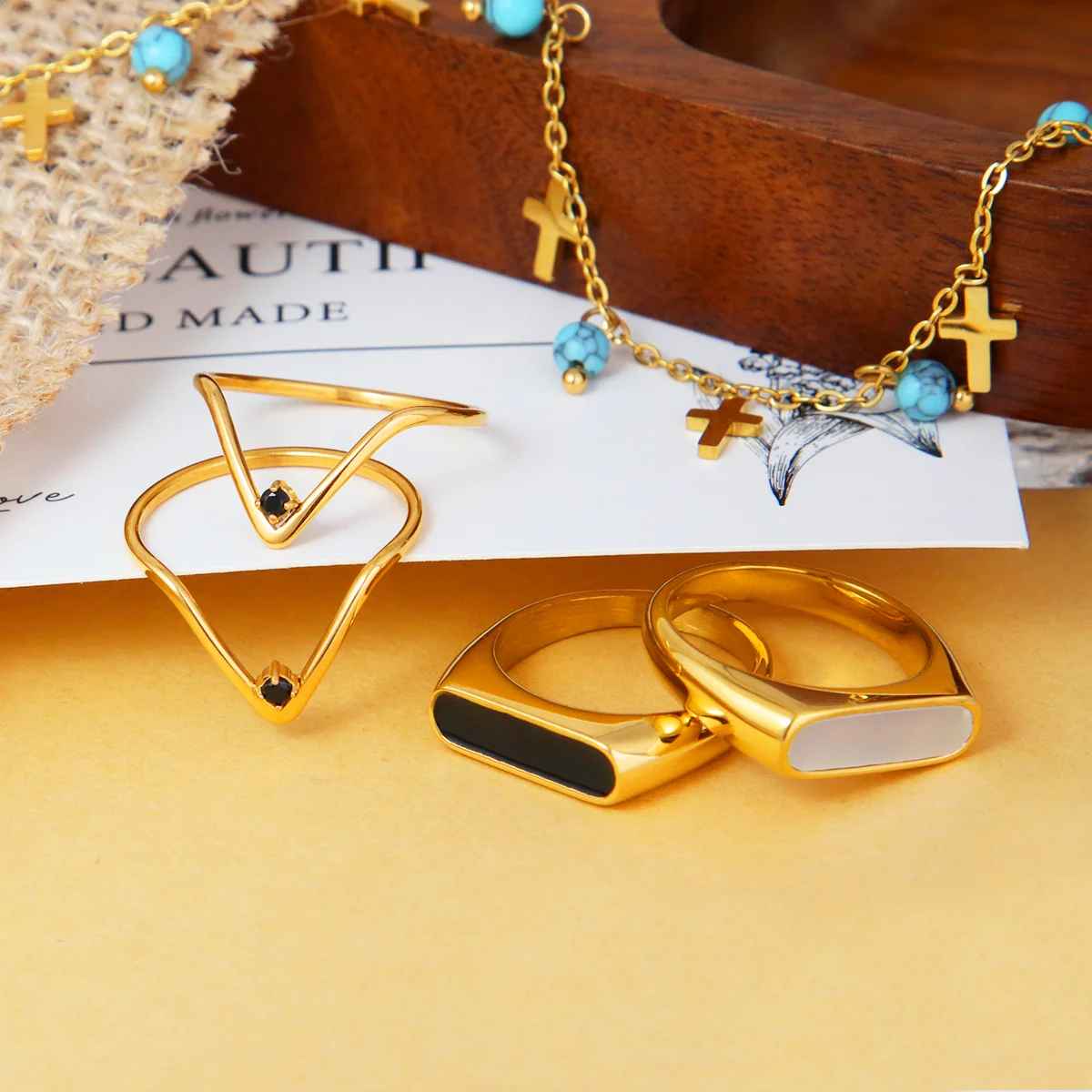 Noir Élégance  V-Shaped Zirconia Ring