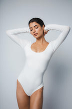 LUELLA MICROJERSEY BALLET BODYSUIT IN WHITE