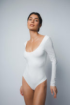 LUELLA MICROJERSEY BALLET BODYSUIT IN WHITE