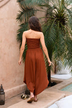 Winona Smocked Tube Top & Asymmetrical Pants Set in Terracotta