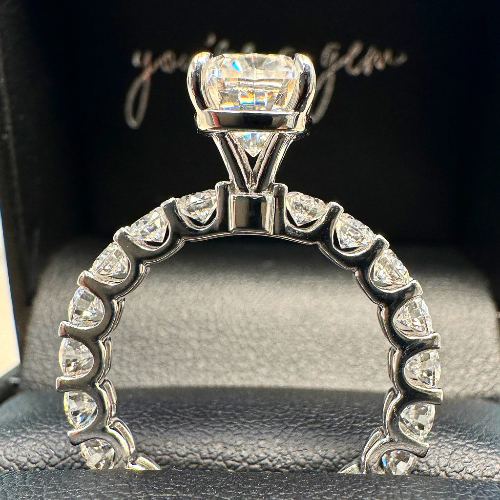 2.5ct Elongated Cushion Cut Eternity Engagement Ring