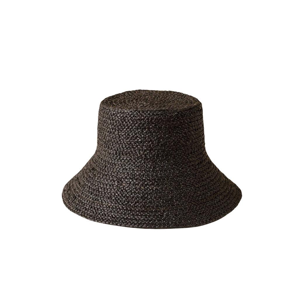 Raffia Bucket Hat Black