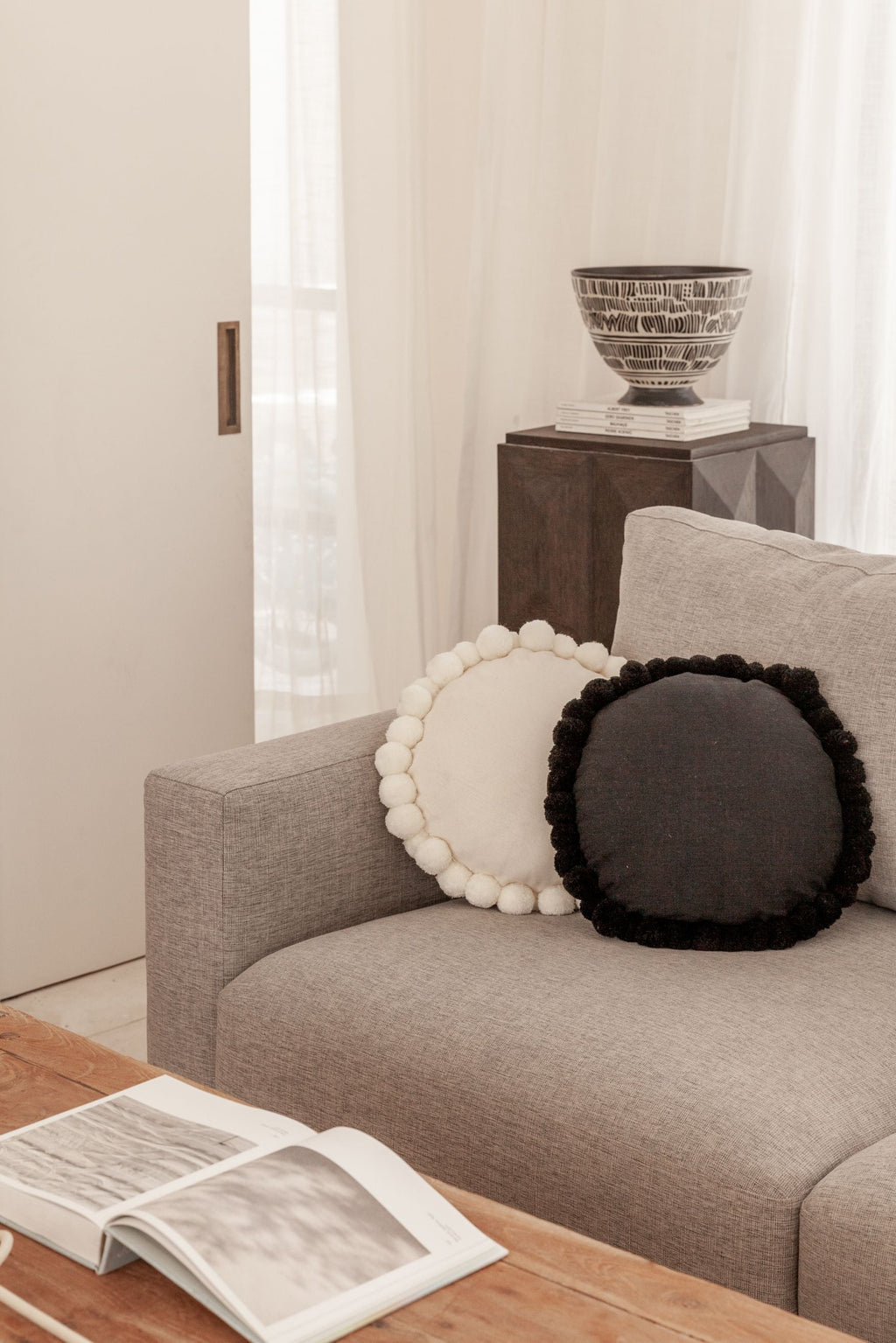 Round Pom Pom Pillow