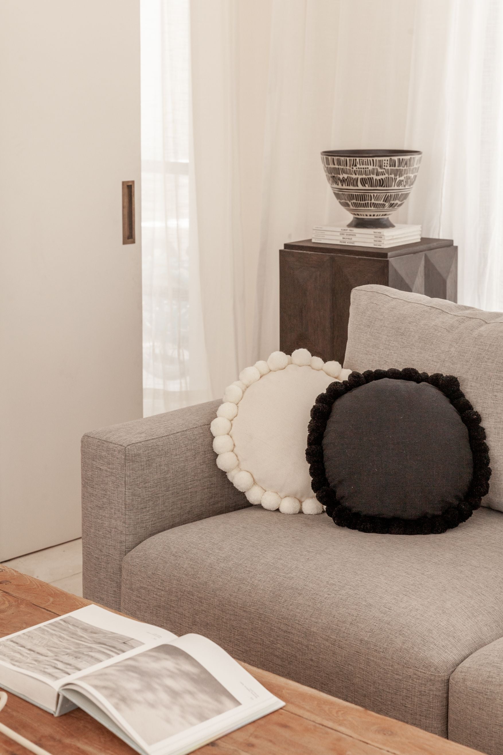 Round Pom Pom Pillow