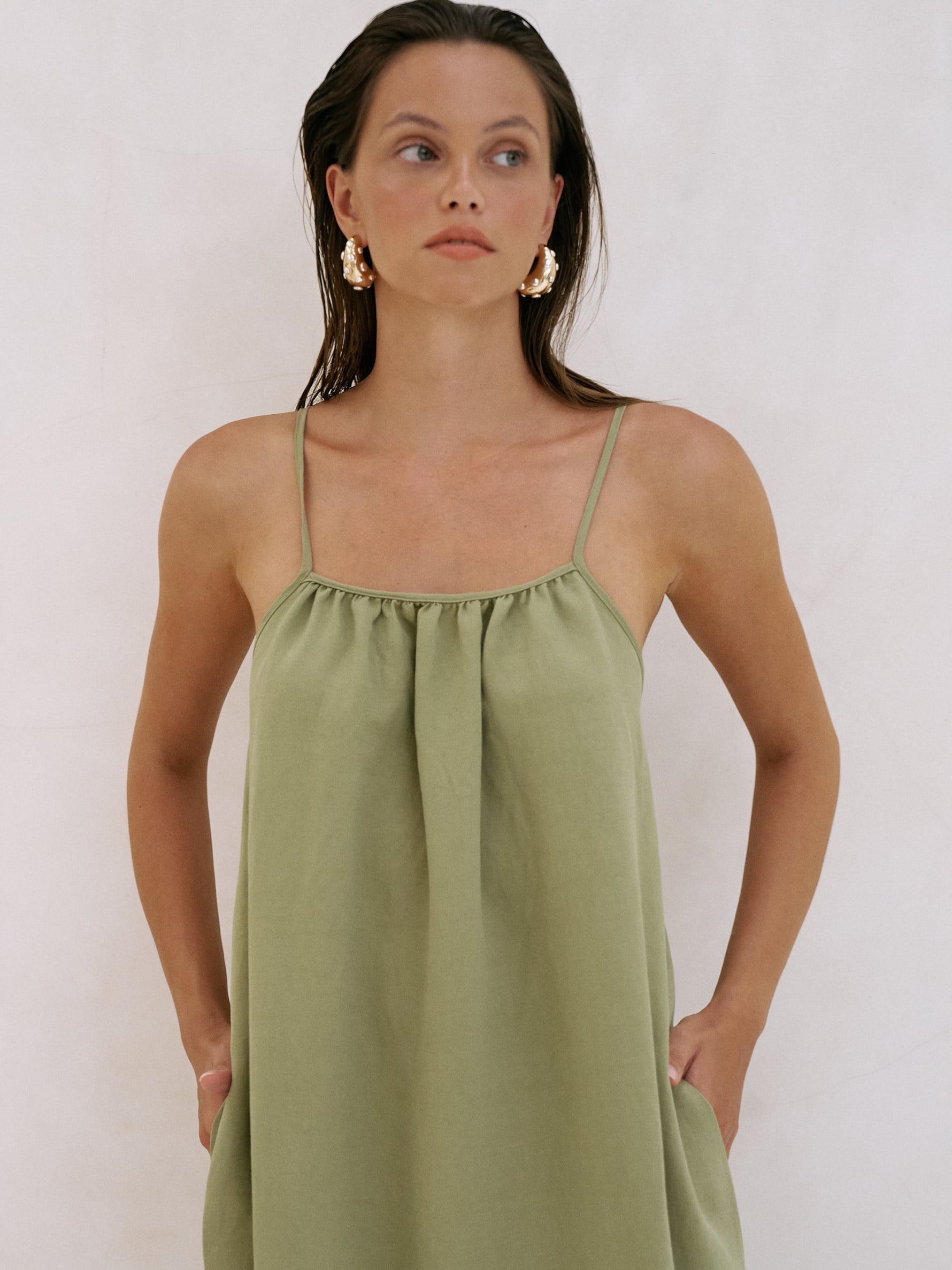 Bliss Flow Maxi Dress - Khaki Green - elizabeth + Bern