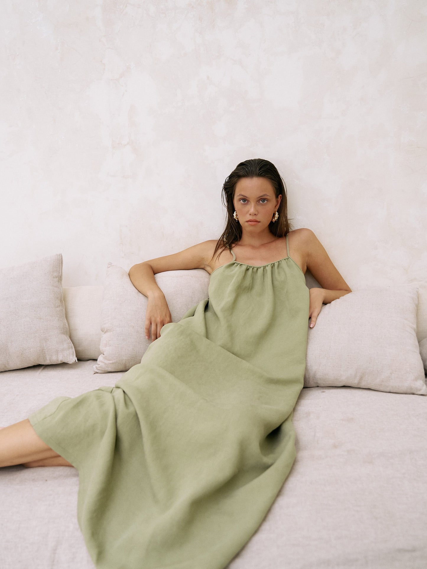 Bliss Flow Maxi Dress - Khaki Green - elizabeth + Bern