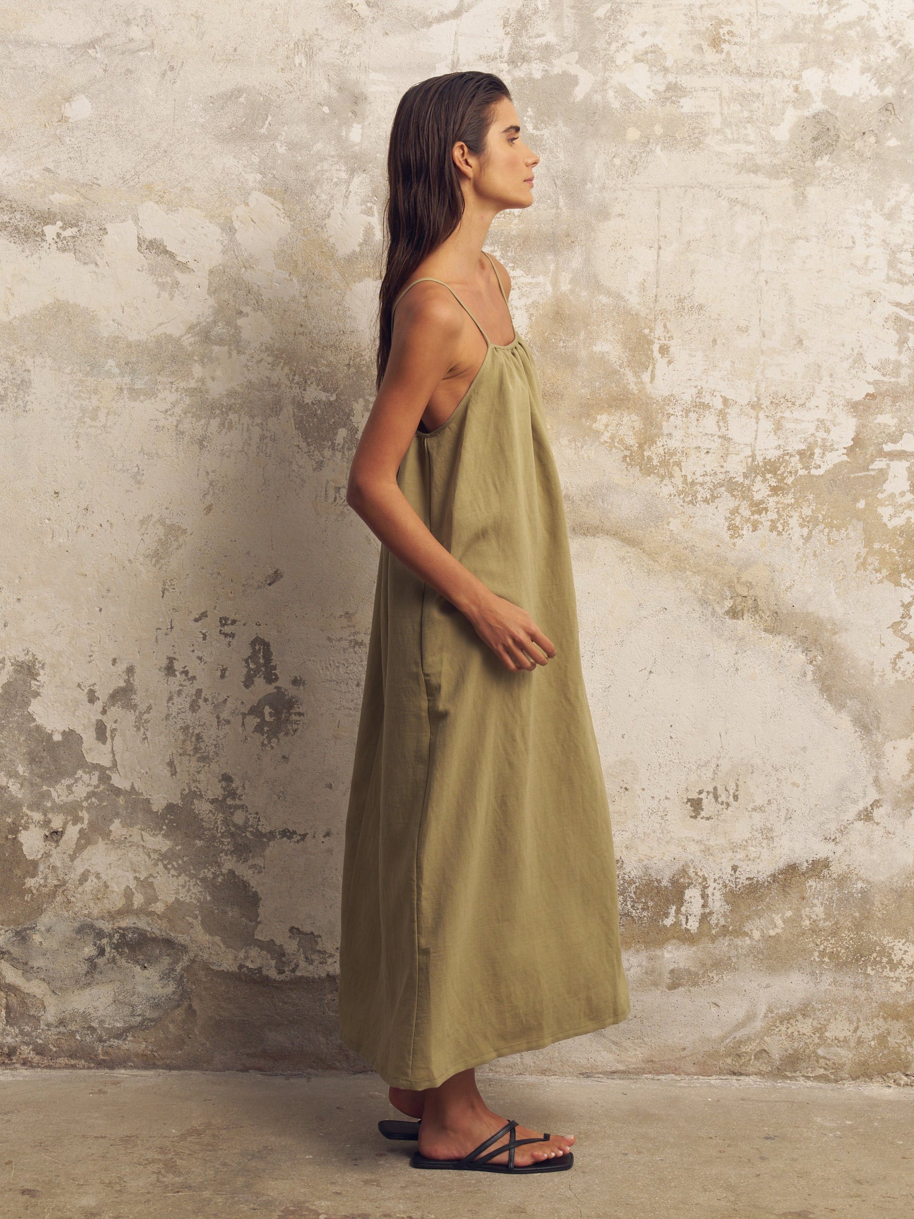 Bliss Flow Maxi Dress - Khaki Green - elizabeth + Bern