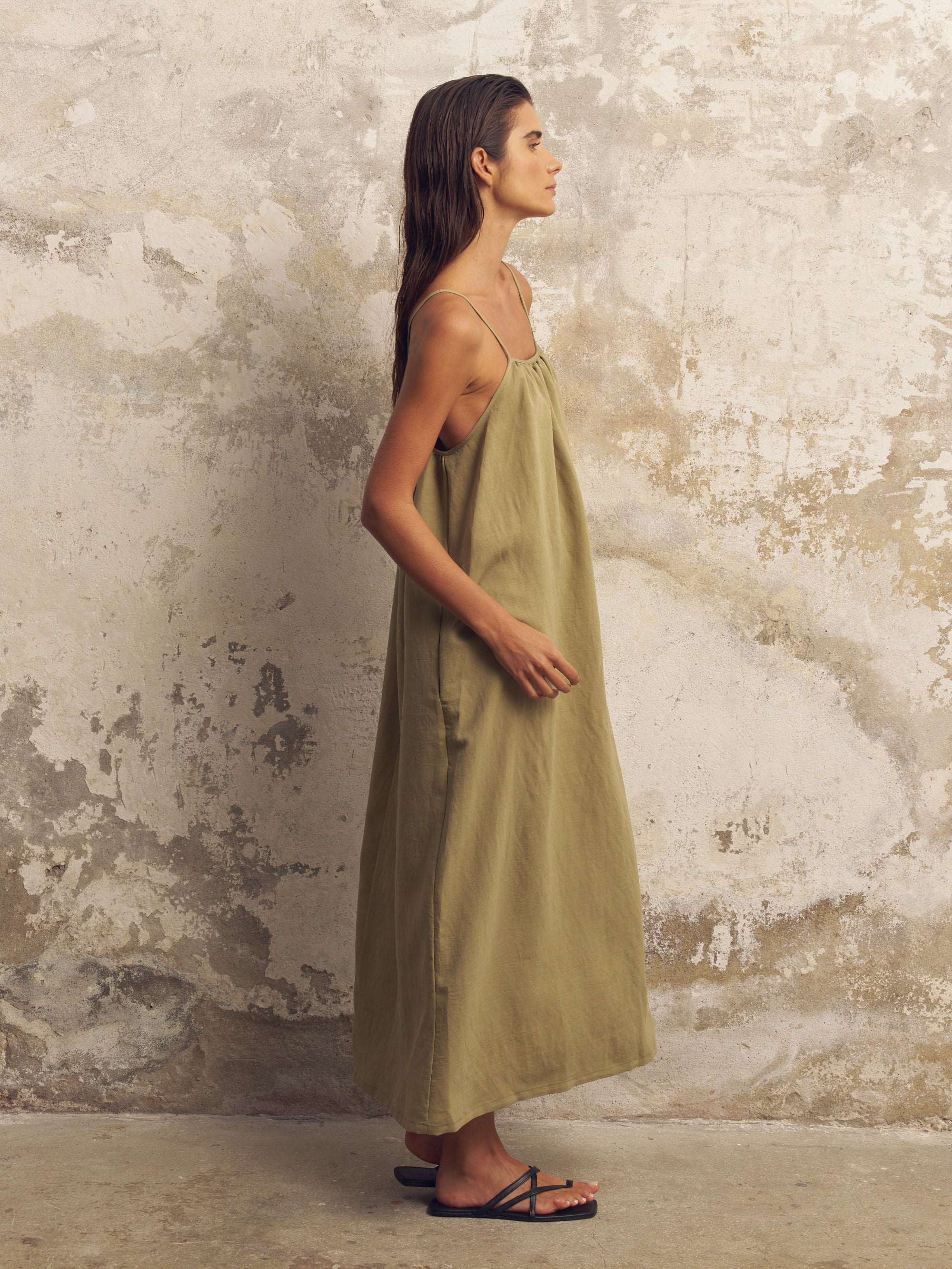 Bliss Flow Maxi Dress - Khaki Green - elizabeth + Bern