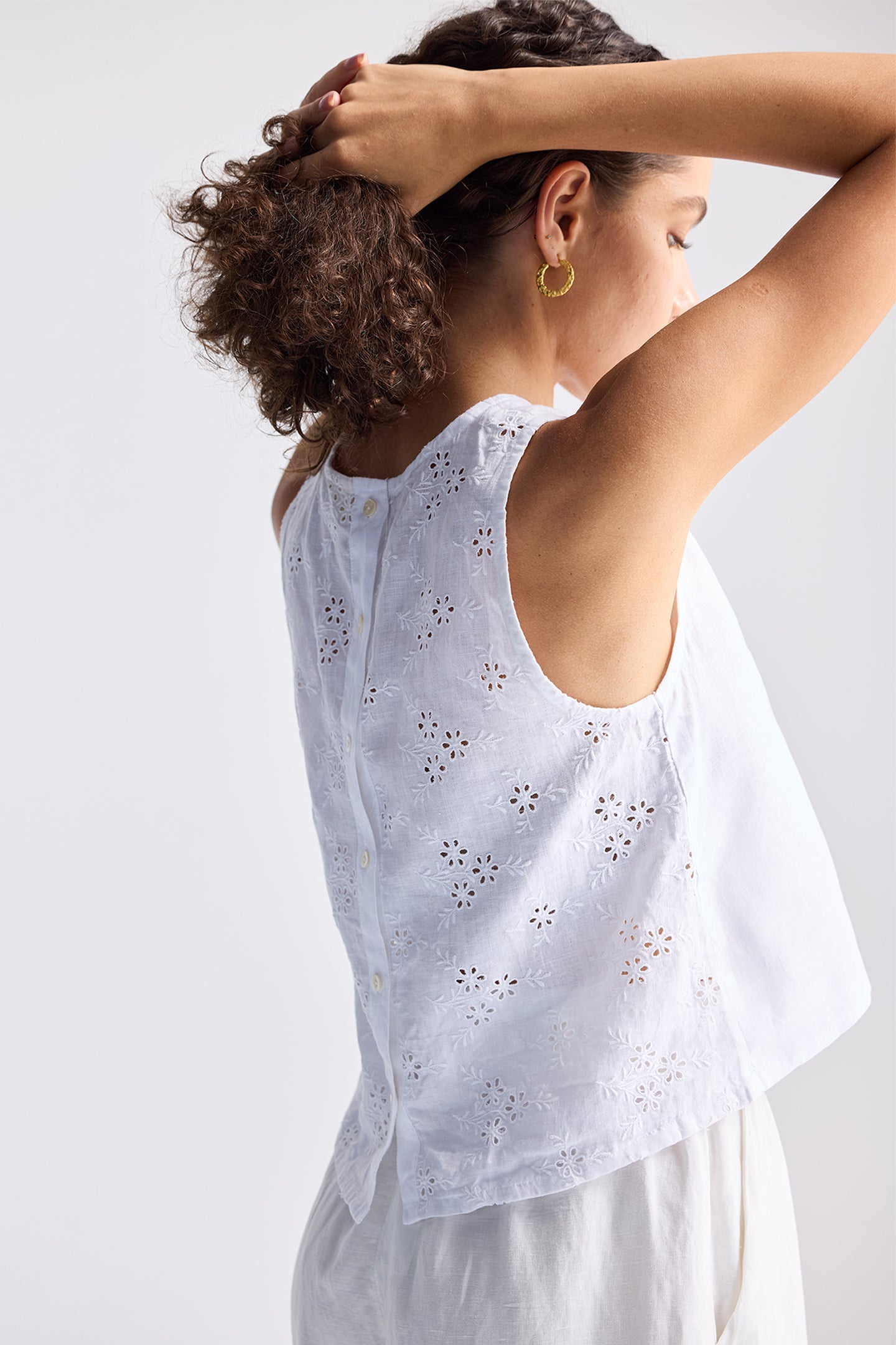 Button Back Embroidered Crop Top - elizabeth + Bern