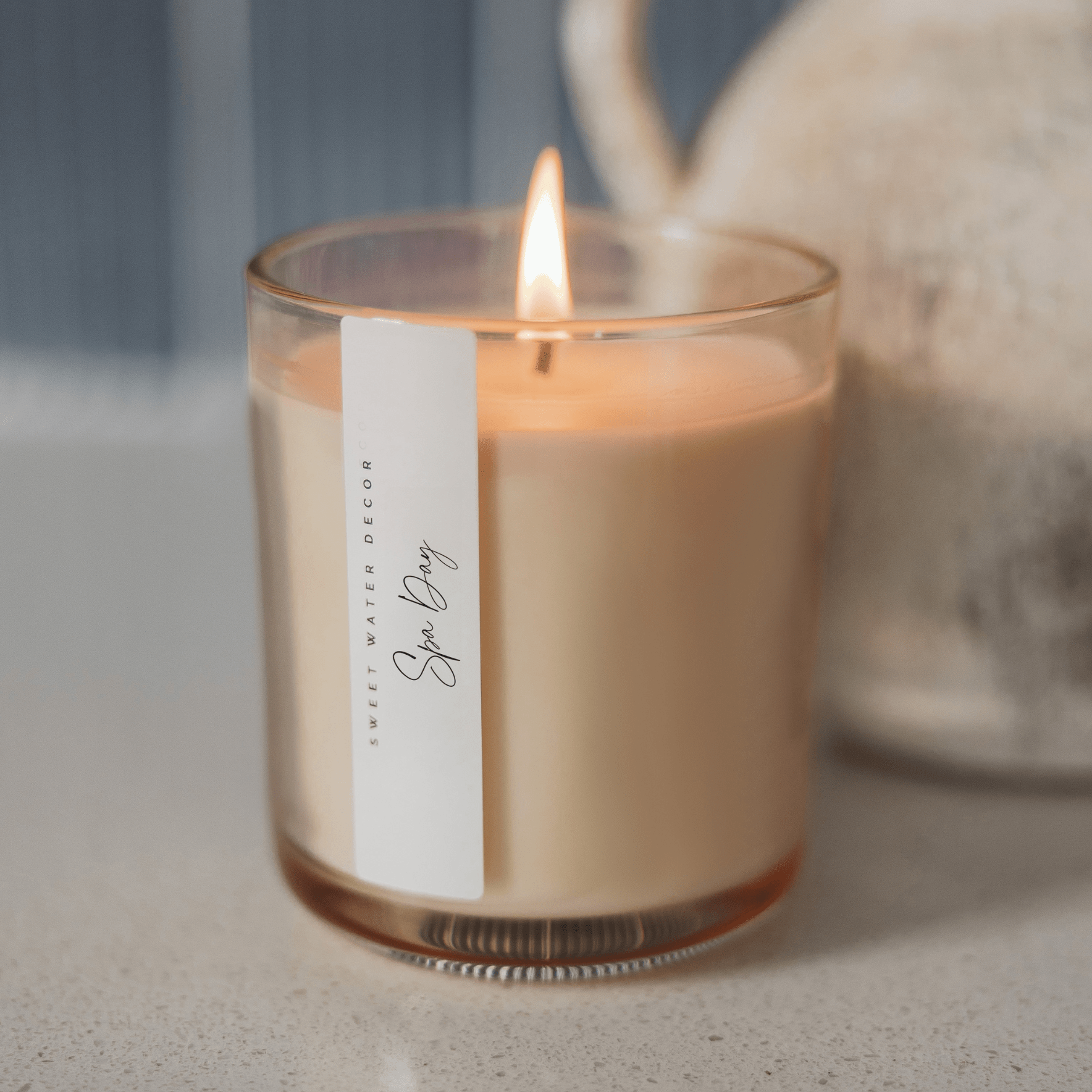 Spa Day Soy Candle - Tinted Glass Jar - 12 oz Sweet Water Decor elizabeth + Bern