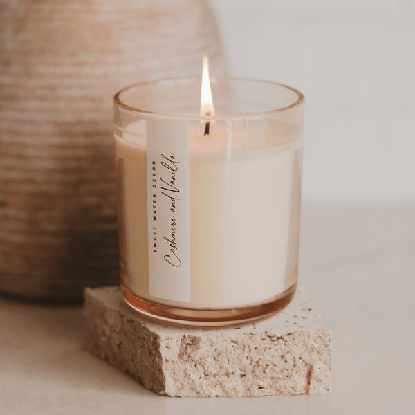 Cashmere and Vanilla Soy Candle - Tinted Glass Jar - 12 oz - elizabeth + Bern