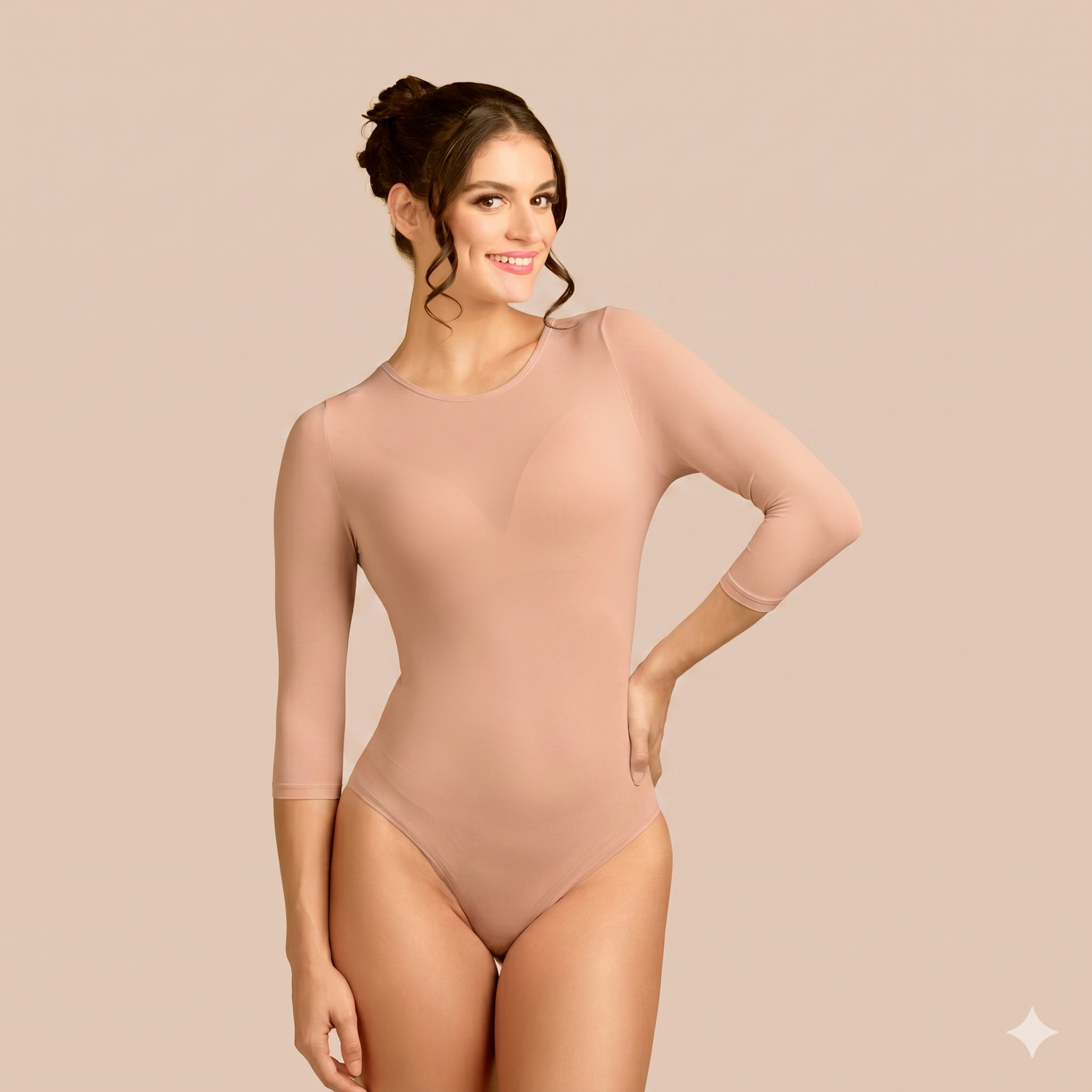 3/4 Sleeve Crew Neck Bodysuit