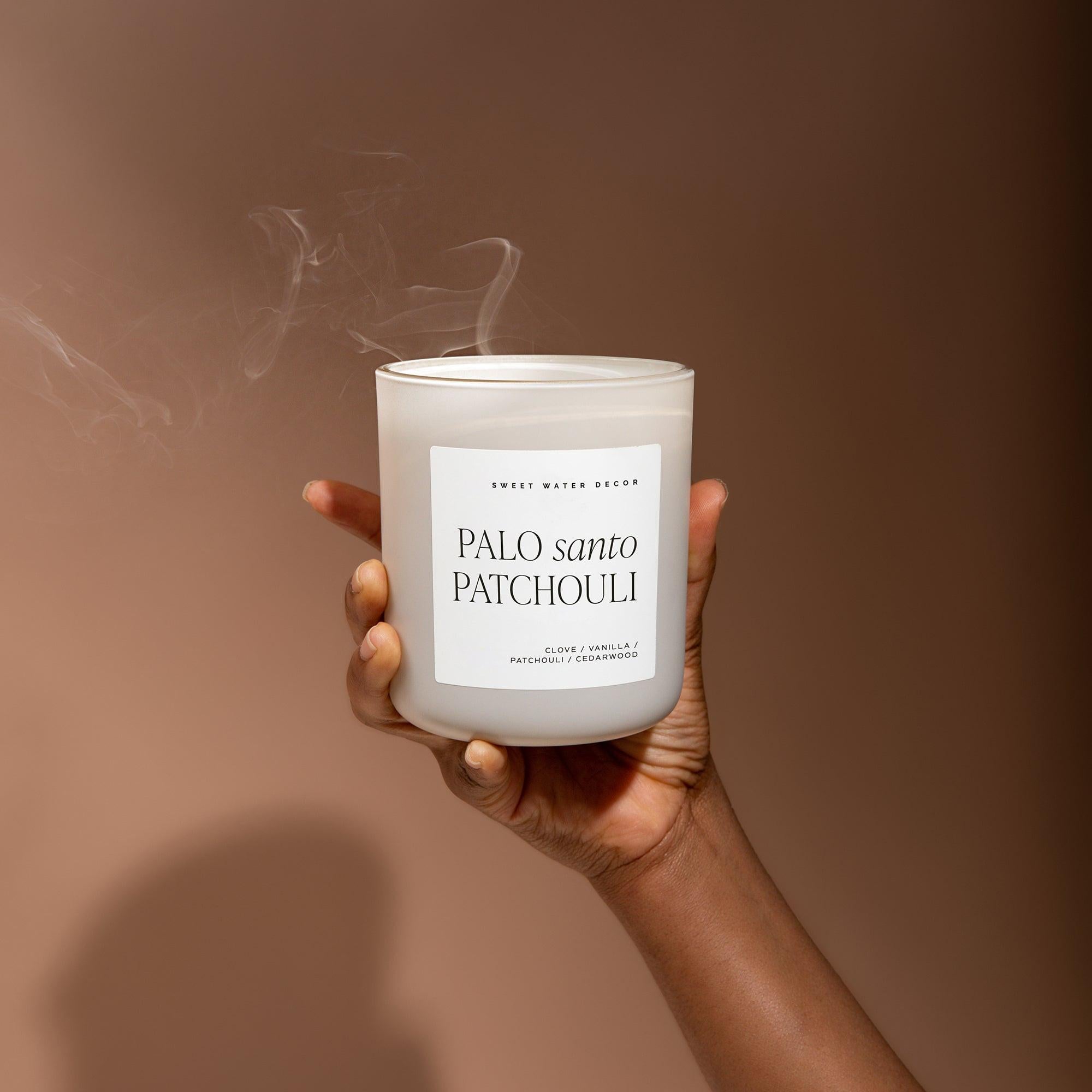 Palo Santo Patchouli Soy Candle - Tan Matte Jar - 15 oz Sweet Water Decor elizabeth + Bern