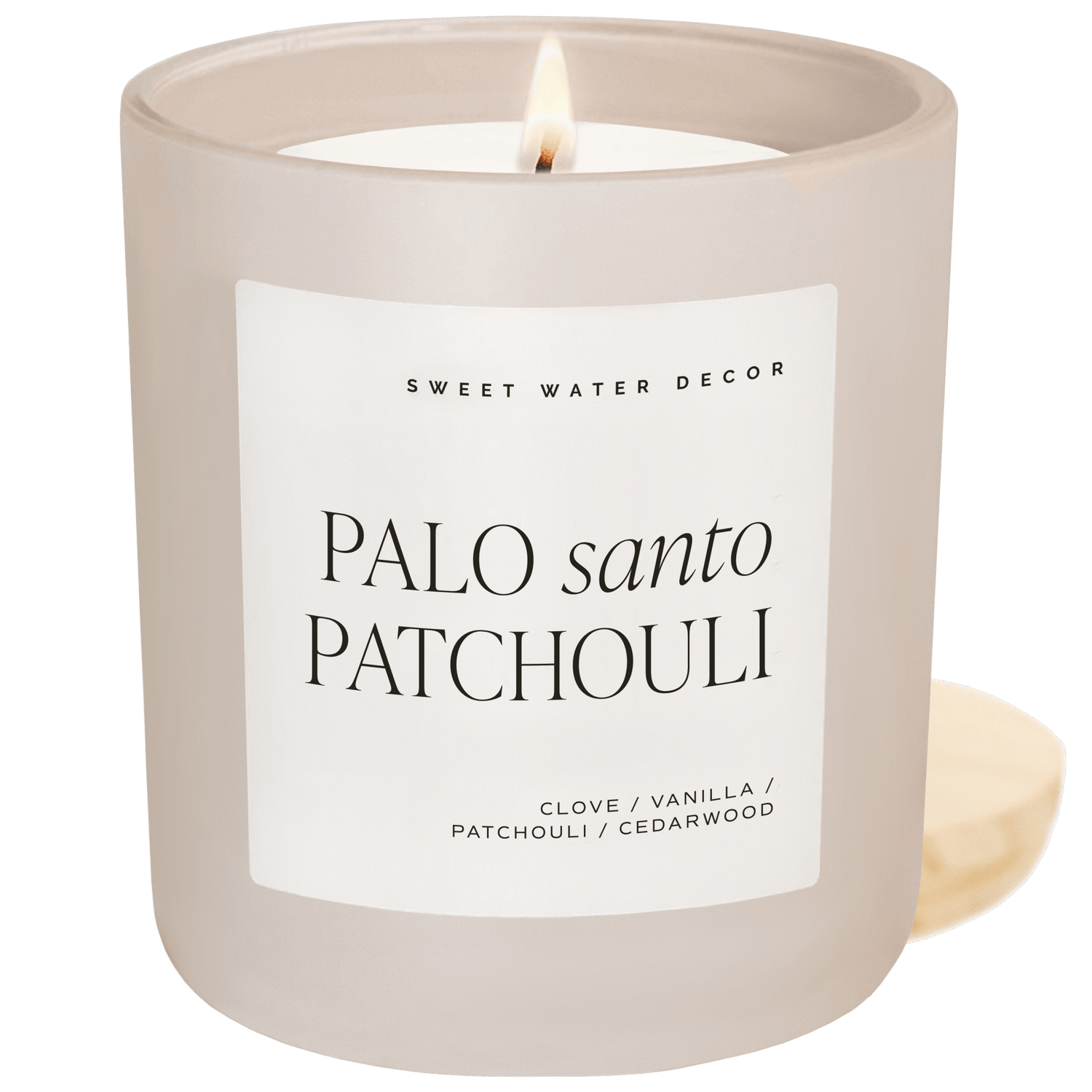 Palo Santo Patchouli Soy Candle - Tan Matte Jar - 15 oz - elizabeth + Bern