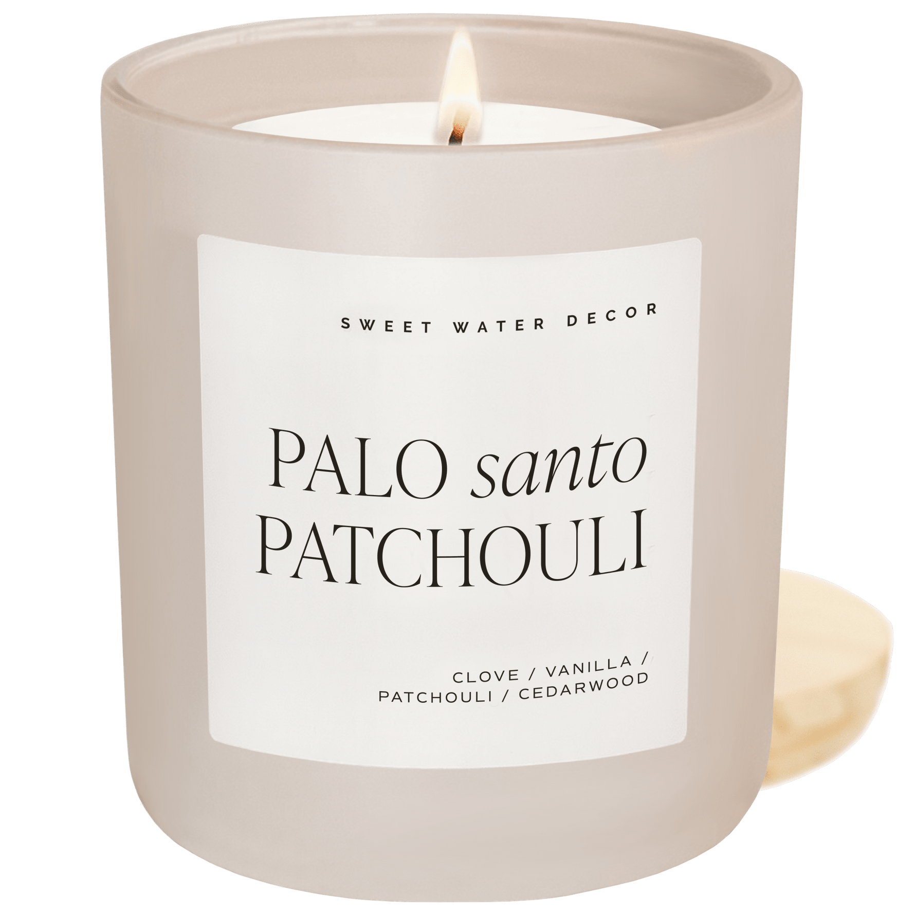 Palo Santo Patchouli Soy Candle - Tan Matte Jar - 15 oz - elizabeth + Bern