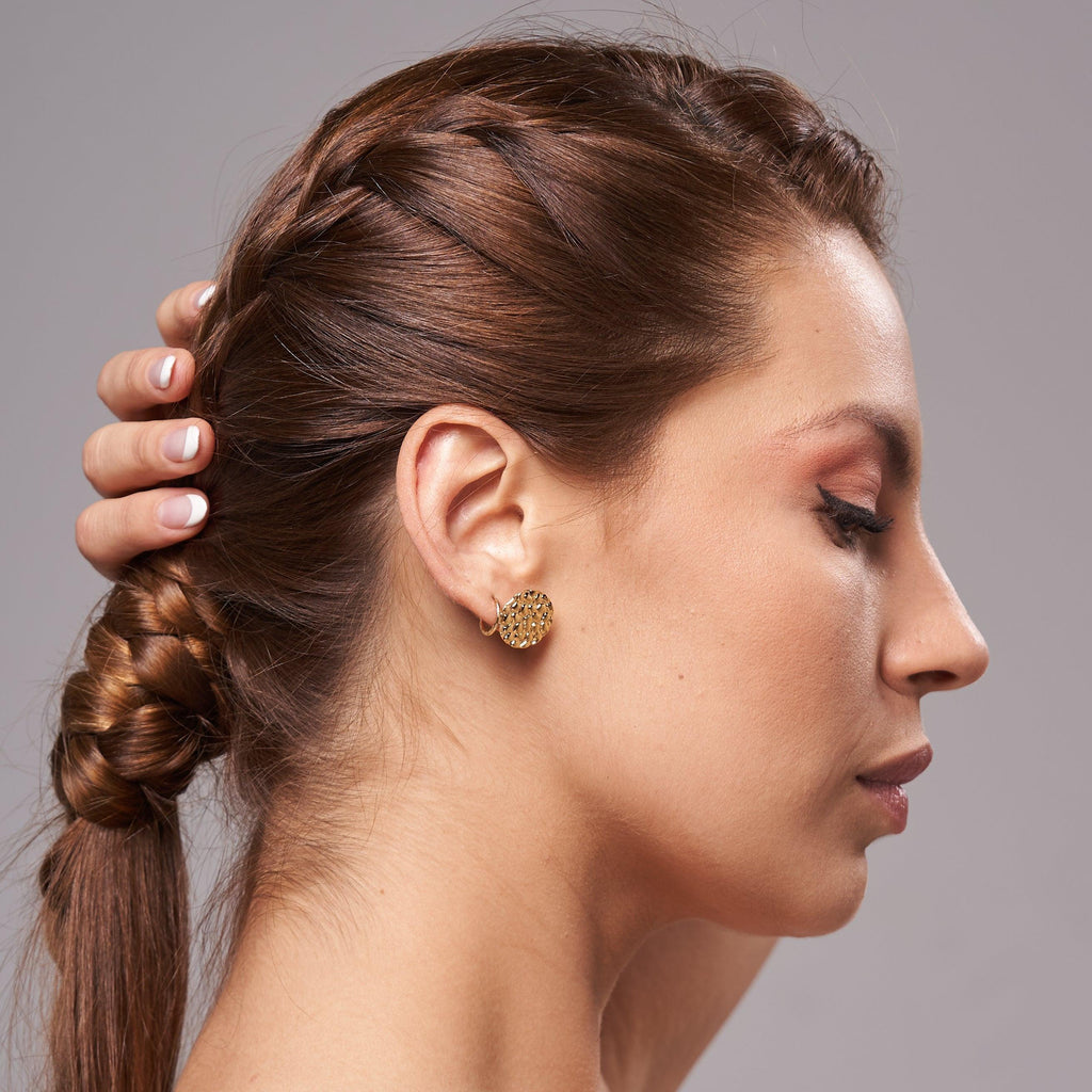 Elegant lightweight Heliconia Boutique handmade gold circle stud earrings