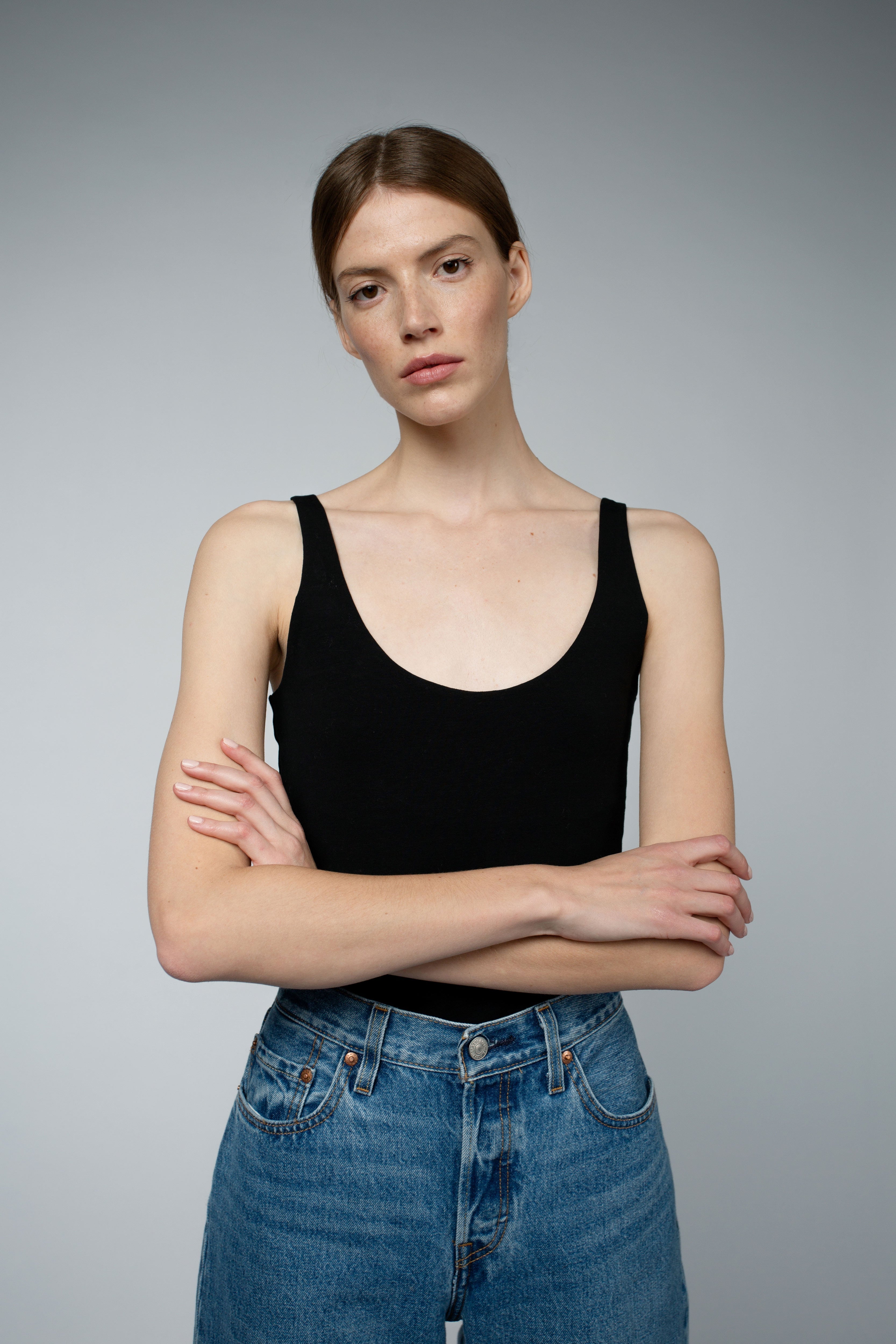 AVA ORGANIC COTTON BRA TANK TOP IN BLACK