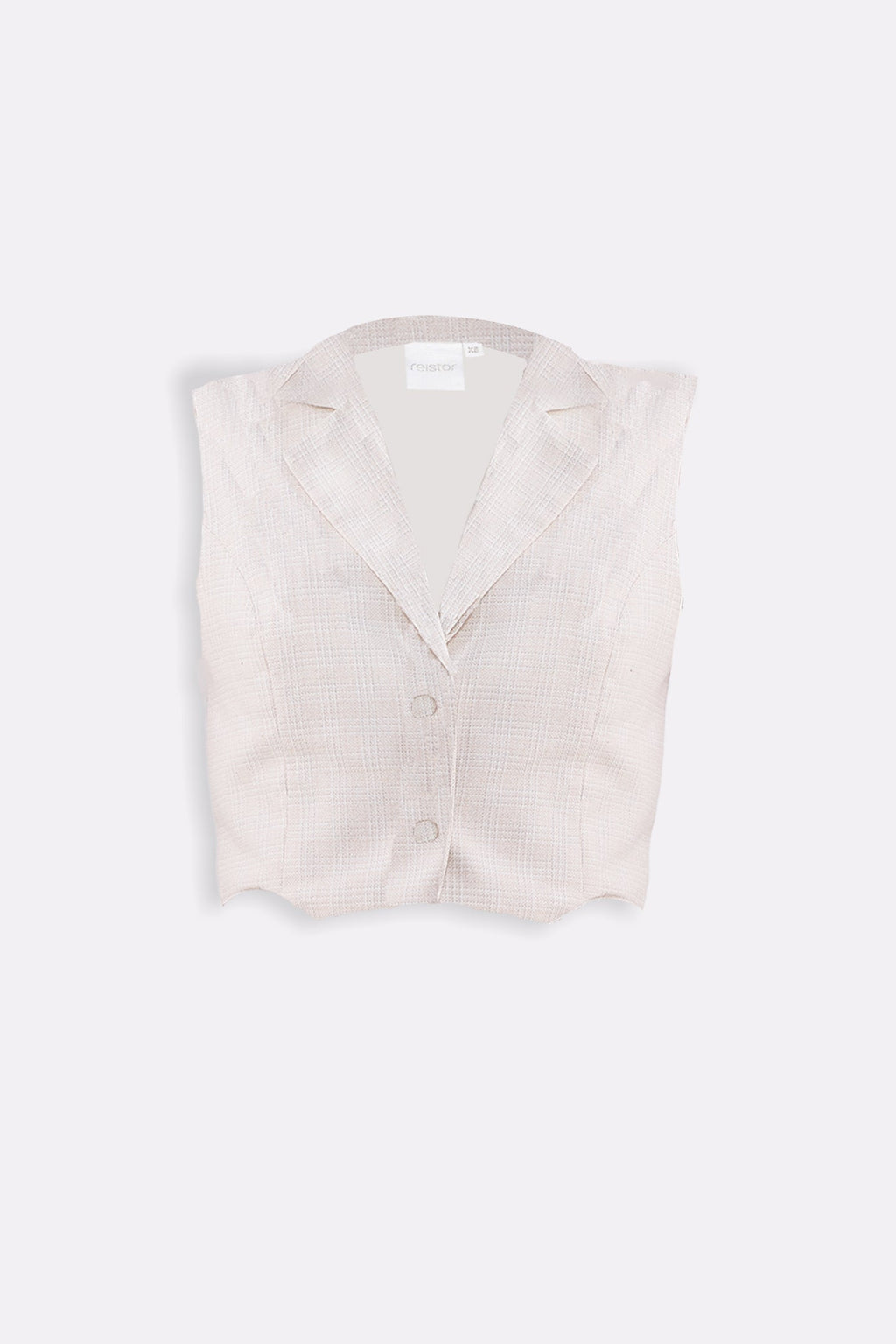 Cropped Cotton Tweed Vest in Cream