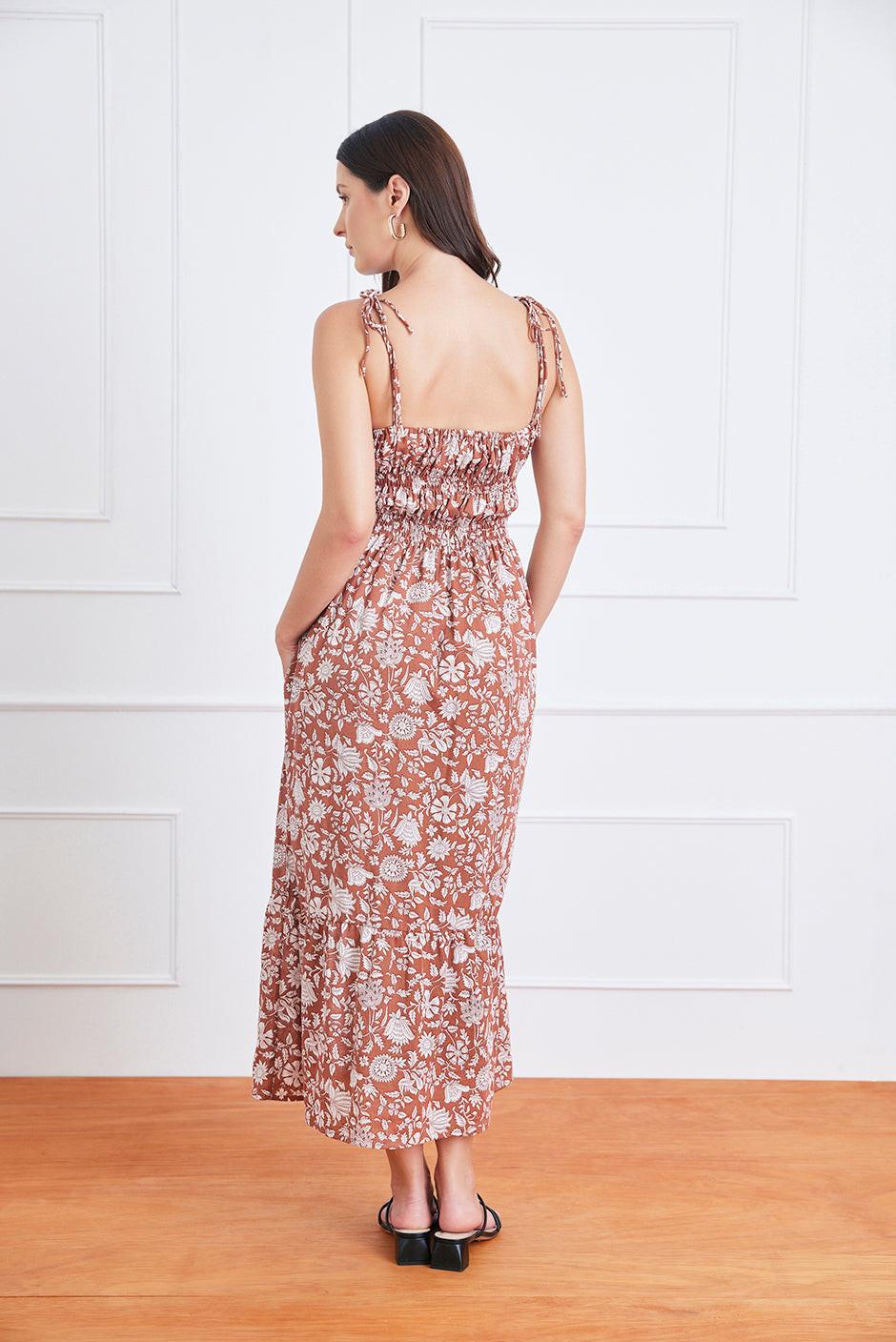 Emilia Midi Dress in Garden Roots.