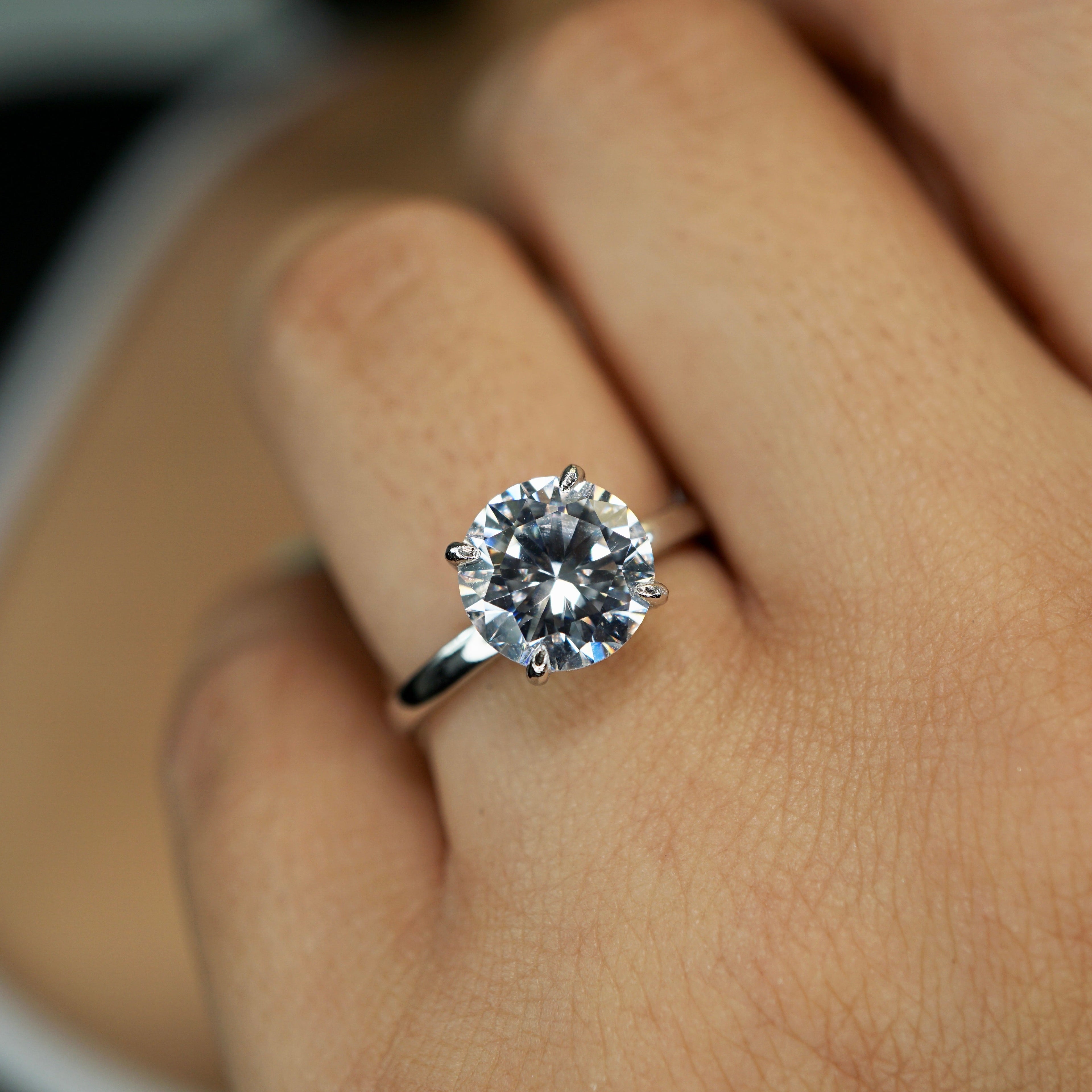 3.0ct Round Brilliant Cut Moissanite Solitaire Engagement Ring
