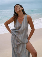 Day Break Dress - Navy With Stripes.